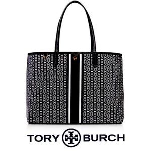 Tory Burch Gemini Link Tote Black and White